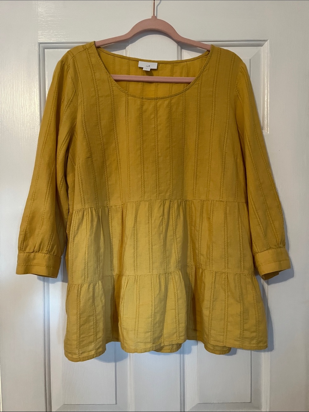 J. Jill Mustard Yellow Tiered Peasant Blouse
